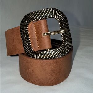 SOLD - Boho square metal buckle belt